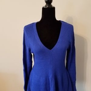 Plus size peplum blue sweater